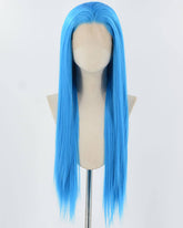Blue Long Straight Synthetic Lace Front Wig WW859