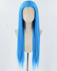 Blue Long Straight Synthetic Lace Front Wig WW859