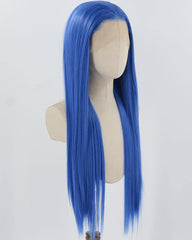 Blue Long Straight Synthetic Lace Front Wig WW1038
