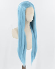 Blue Long Straight Synthetic Lace Front Wig WW951