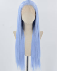 Blue Long Straight Synthetic Lace Front Wig WW849
