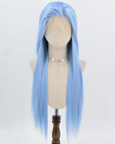 Blue Long Straight Synthetic Lace Front Wig WW994