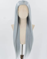 Grey Blue Long Straight Synthetic Lace Front Wig WW908