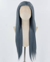 Blue Long Straight Synthetic Lace Front Wig WW874