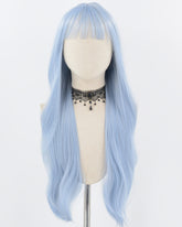 Long Blue Wavy Synthetic Wig HW482