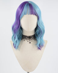 Blue Purple Short Synthetic Wig HW299