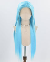 Blue Long Straight Synthetic Lace Front Wig WW982