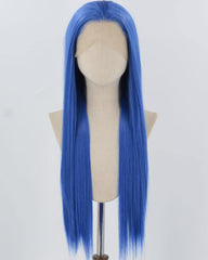 Blue Long Straight Synthetic Lace Front Wig WW1038