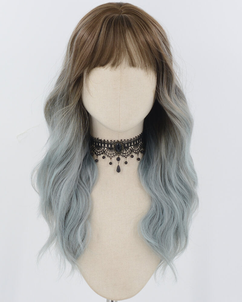 Brown Ombre Blue Synthetic Wig HW719