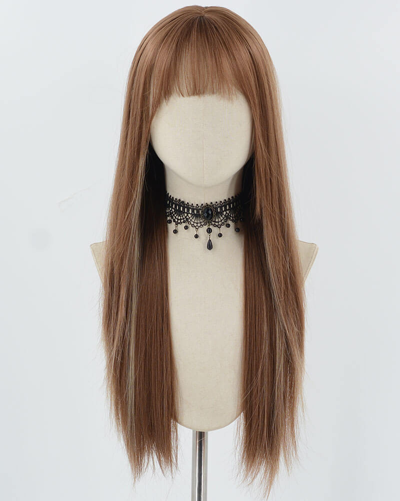 Brown Straight Synthetic Wig HW611