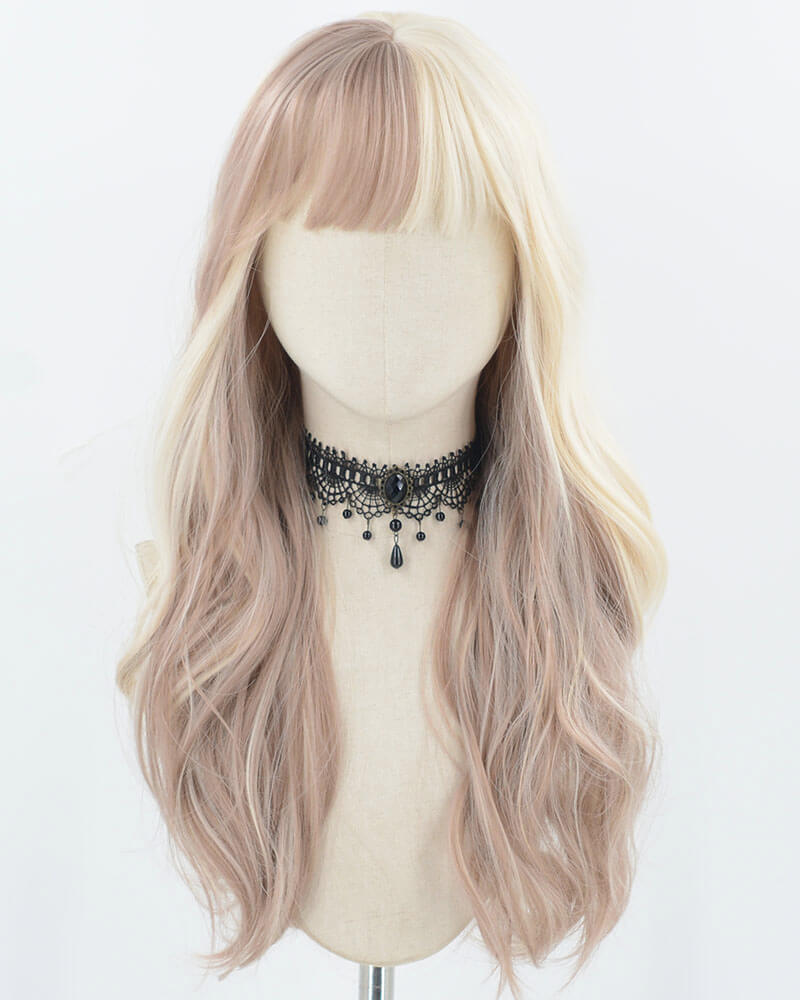 Blonde Brown Long Wavy Synthetic Wig HW673