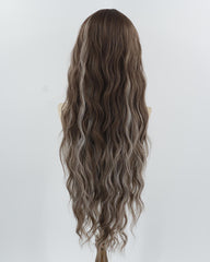 34Inch Long Brown Blonde Curly Synthetic Wig HW732