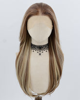 13*6 Brown Ombre Blonde Skunk Stripe Synthetic Lace Front Wig WW995