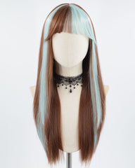 Brown Green Synthetic Wig HW450