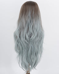 Brown Ombre Grey Green Synthetic Lace Front Wig WW1065