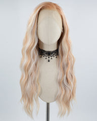 Blonde White Highlights Curly Synthetic Lace Front Wig WW637