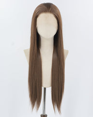 Brown Long Straight Synthetic Lace Front Wig WW952