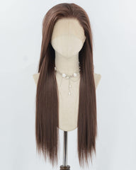 Brown Long Straight Synthetic Lace Front Wig WW973
