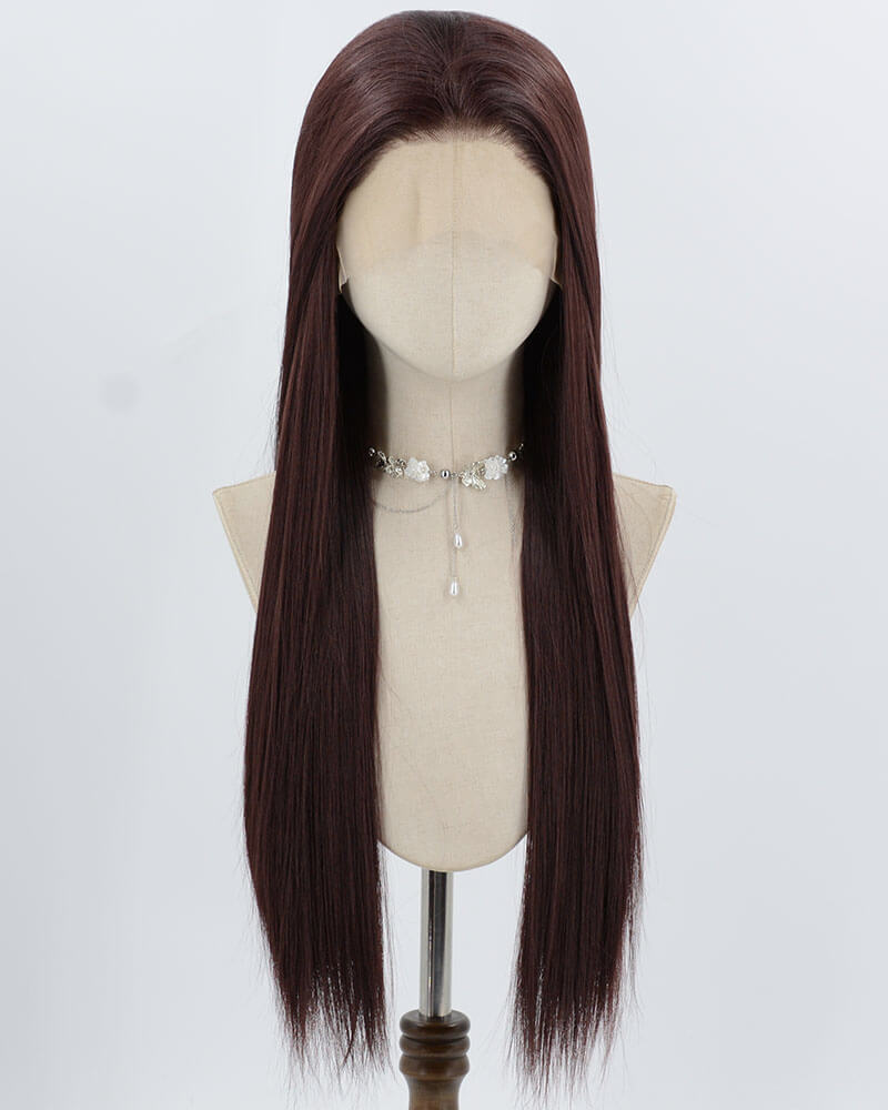 Natural Brown Long Synthetic Lace Front Wig WW1028