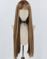 Brown Strunk Stripe Long Straight Synthetic Wig HW642