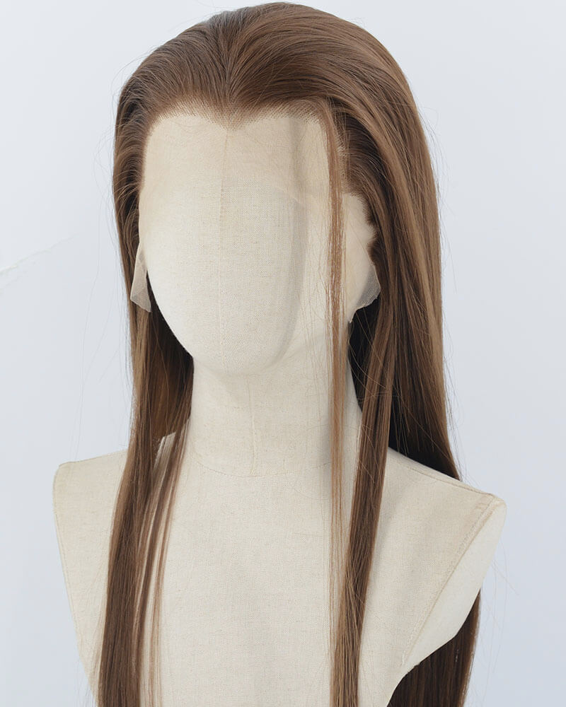Brown Straight Synthetic Lace Front Men's Wig MW062