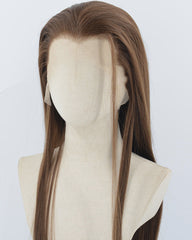 Brown Straight Synthetic Lace Front Men's Wig MW062