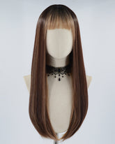 Brown Long Straight Synthetic Wig HW285