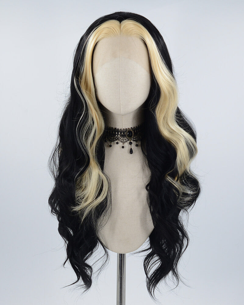 Brown Ombre Black Wavy Synthetic Lace Front Wig WW540