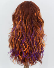 Red Brown Highlight Orange Purple Curly Synthetic Wig HW868 halloween wig