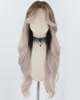 Brown Ombre Grey Pink Wavy Synthetic Wig HW691