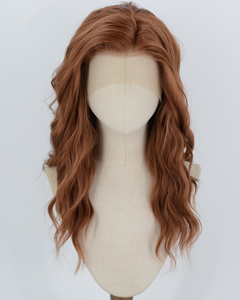 Scarlet Witch Wanda Maximoff Red Brown Curly Synthetic Lace Front Wig WW1081