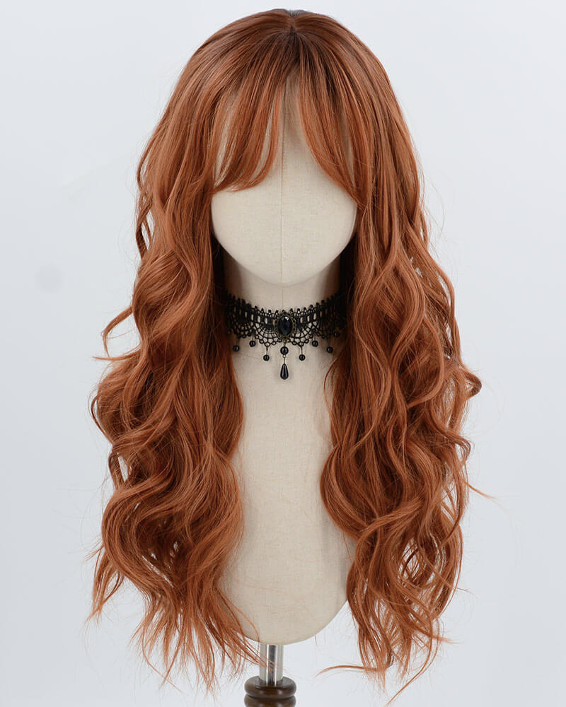 Brown Red Curly Synthetic Wig HW778