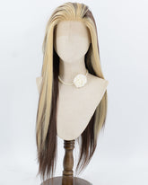 Blonde Streaked Brown Synthetic Lace Front Wig WW532
