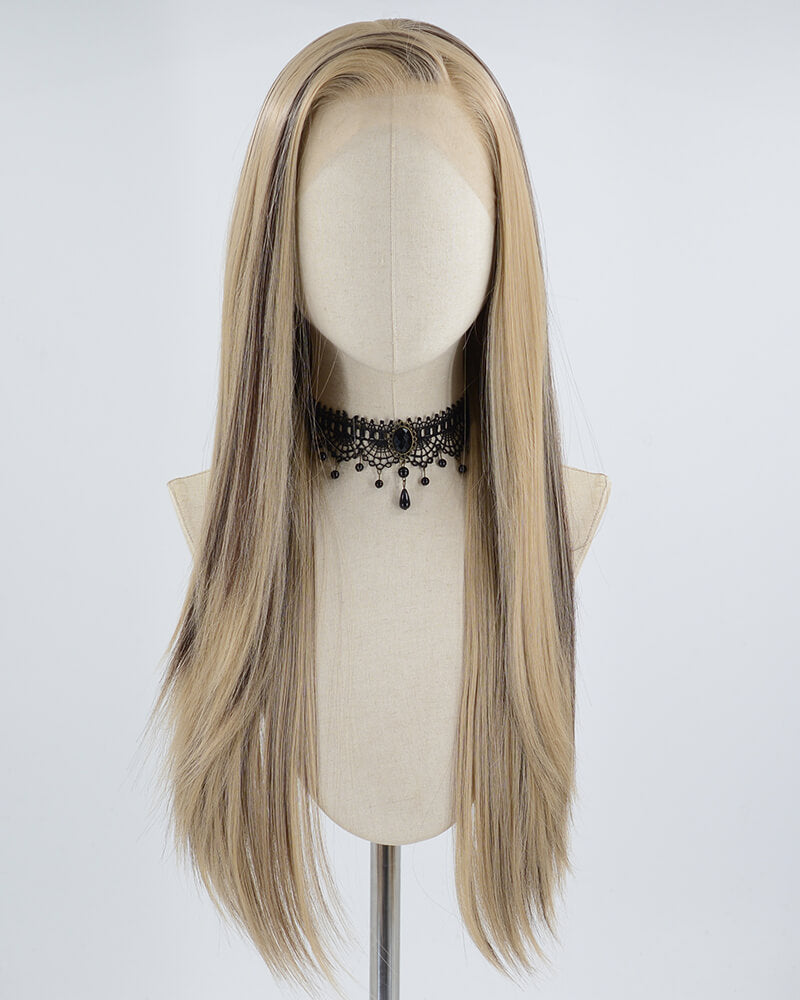 Brown Skunk Stripe Black Synthetic Lace Front Wig WW619