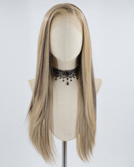 Brown Skunk Stripe Black Synthetic Lace Front Wig WW619