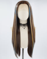 Brown Strunk Stripe Blue Synthetic Lace Front Wig WT245