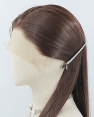 Brown Long Straight Synthetic Lace Front Wig WW973