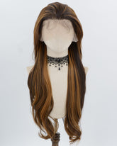 Brown Skunk Stripe Long Synthetic Lace Front Wig WW1005