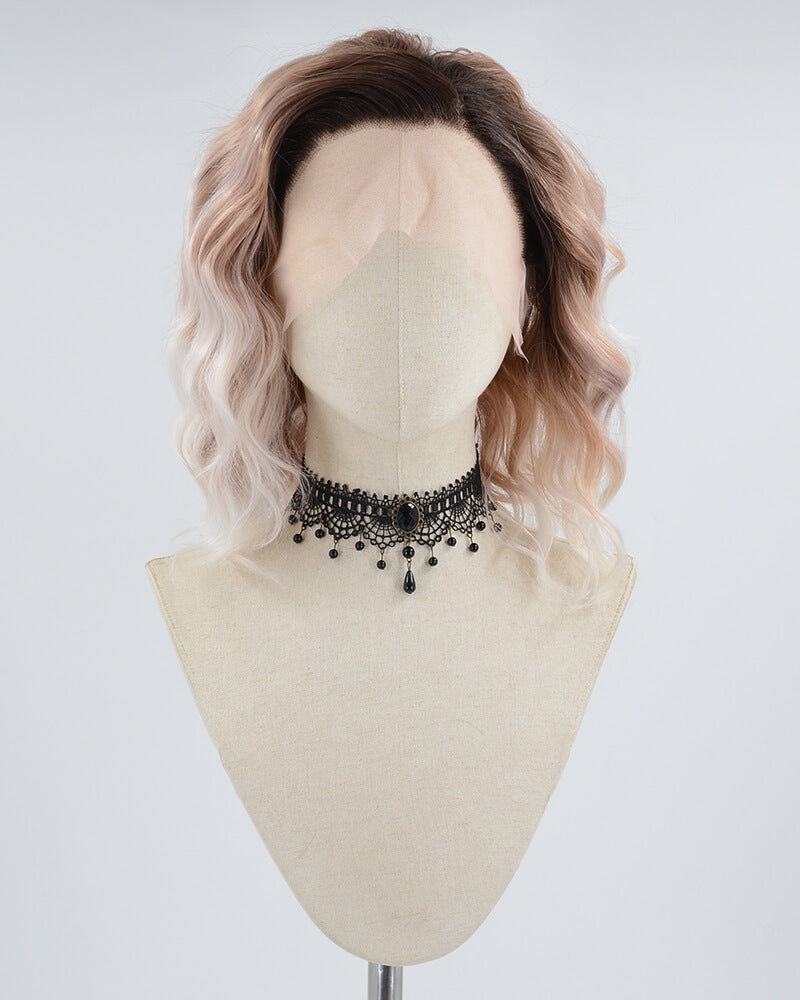 Ombre Brown Short Curly Synthetic Lace Front Wig WW605