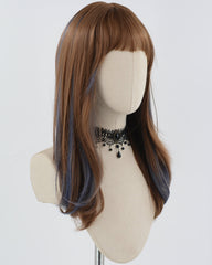 Brown Mixed Blue Synthetic Wig HW538