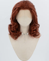 Auburn Red Short Wavy Synthetic Lace Front Wig WW110
