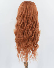Copper Red Curly Synthetic Lace Front Wig WW976