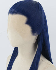 Dark Blue Straight Synthetic Lace Front Men's Wig MW058