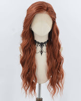 Dark Copper Red Curly Synthetic Lace Front Wig WW977