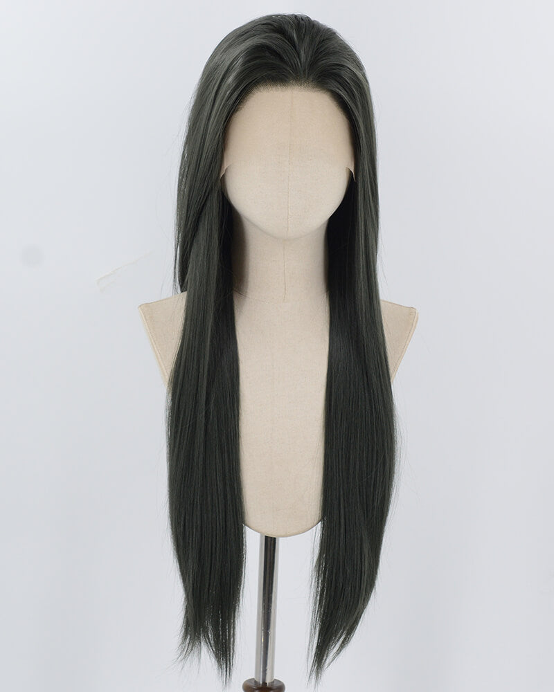Dark Green Long Straight Synthetic Lace Front Wig WW939