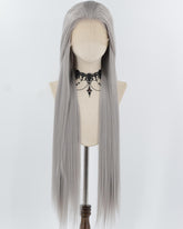 30 Inch Long Dark Grey Synthetic Lace Front Wig WW960