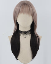 Grey Pink Ombre Black Cosplay Synthetic Wig HW598
