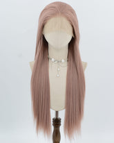 Dusty Pink Long Straight Synthetic Lace Front Wig WW993