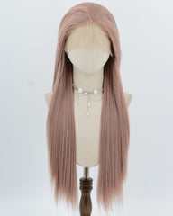 Dusty Pink Long Straight Synthetic Lace Front Wig WW993