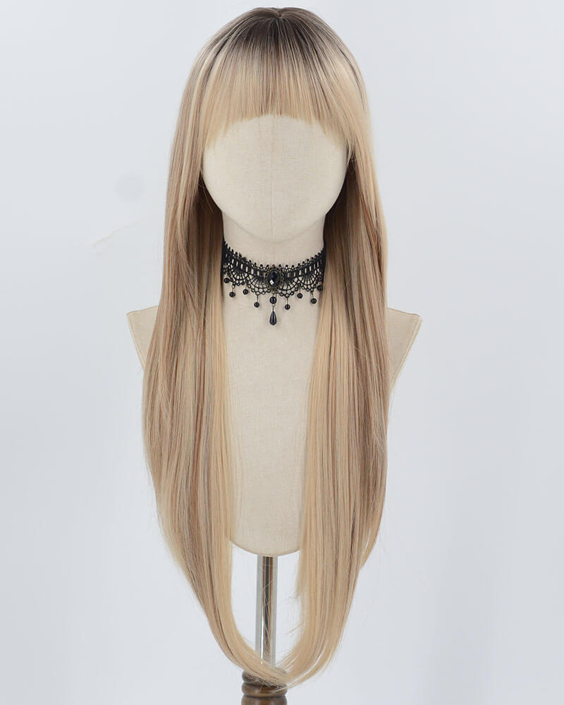 32inch Long Ombre Blonde Synthetic Wig HW662